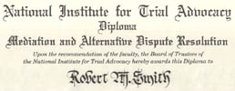 Diploma, National Institute for Trial Advocacy
